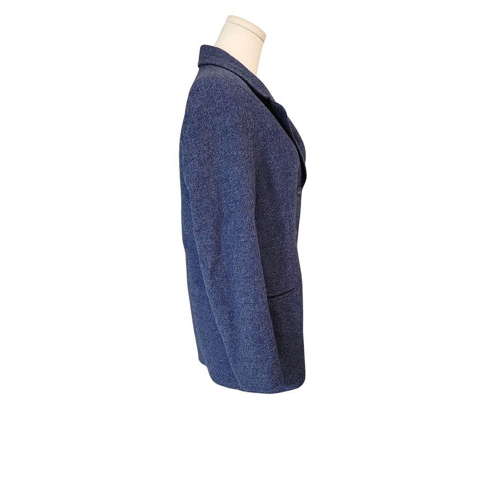 Mary Flaherty Wool Blazer Jacket Herringbone Blue UK 8 US 6 Made in Ireland - Picture 2 of 5